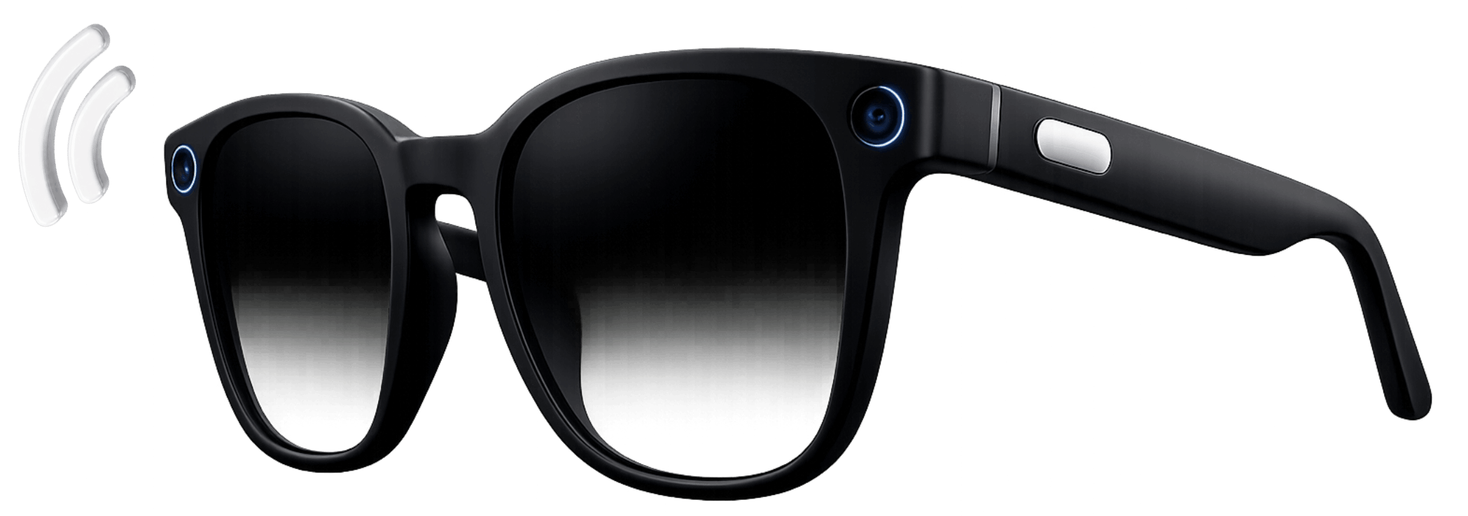 Smart glasses with Bluetooth camera and speaker, the kind NearLens detects nearby